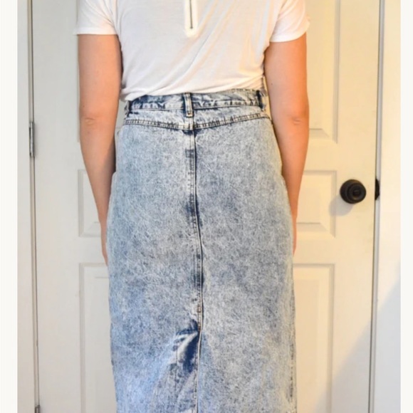Vintage High Waisted Acid Wash Jean Denim Pencil Skirt Size Large / 12 - Picture 2 of 6